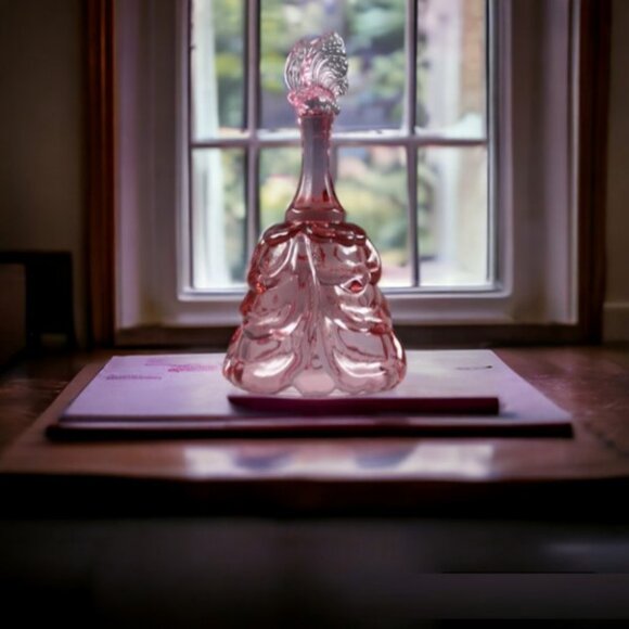 Vintage Fenton Handmade Dusty Rose Draped Pattern Butterfly Glass Bell #9265-DK - Picture 2 of 6